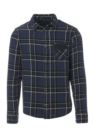 Sujay Men's Long Sleeve Shirt in Navy Plaid - BM24117