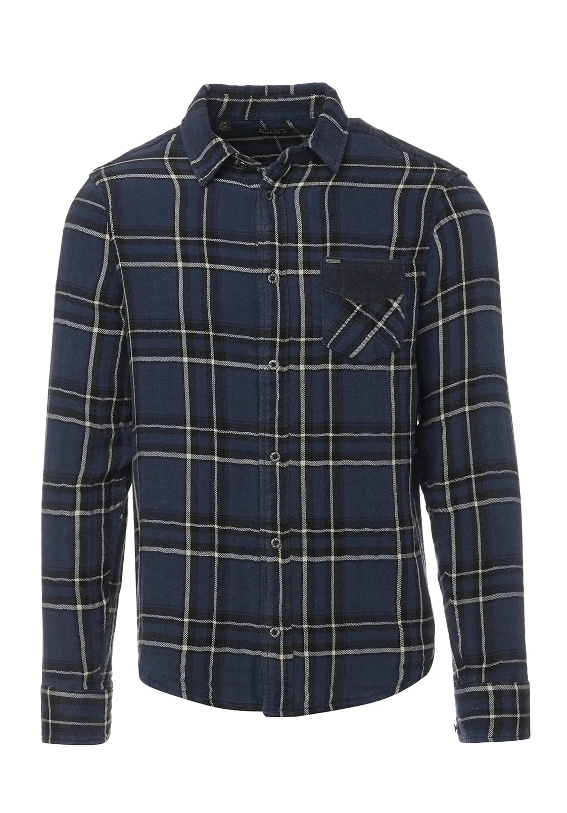 Sujay Men's Long Sleeve Shirt in Navy Plaid - BM24117