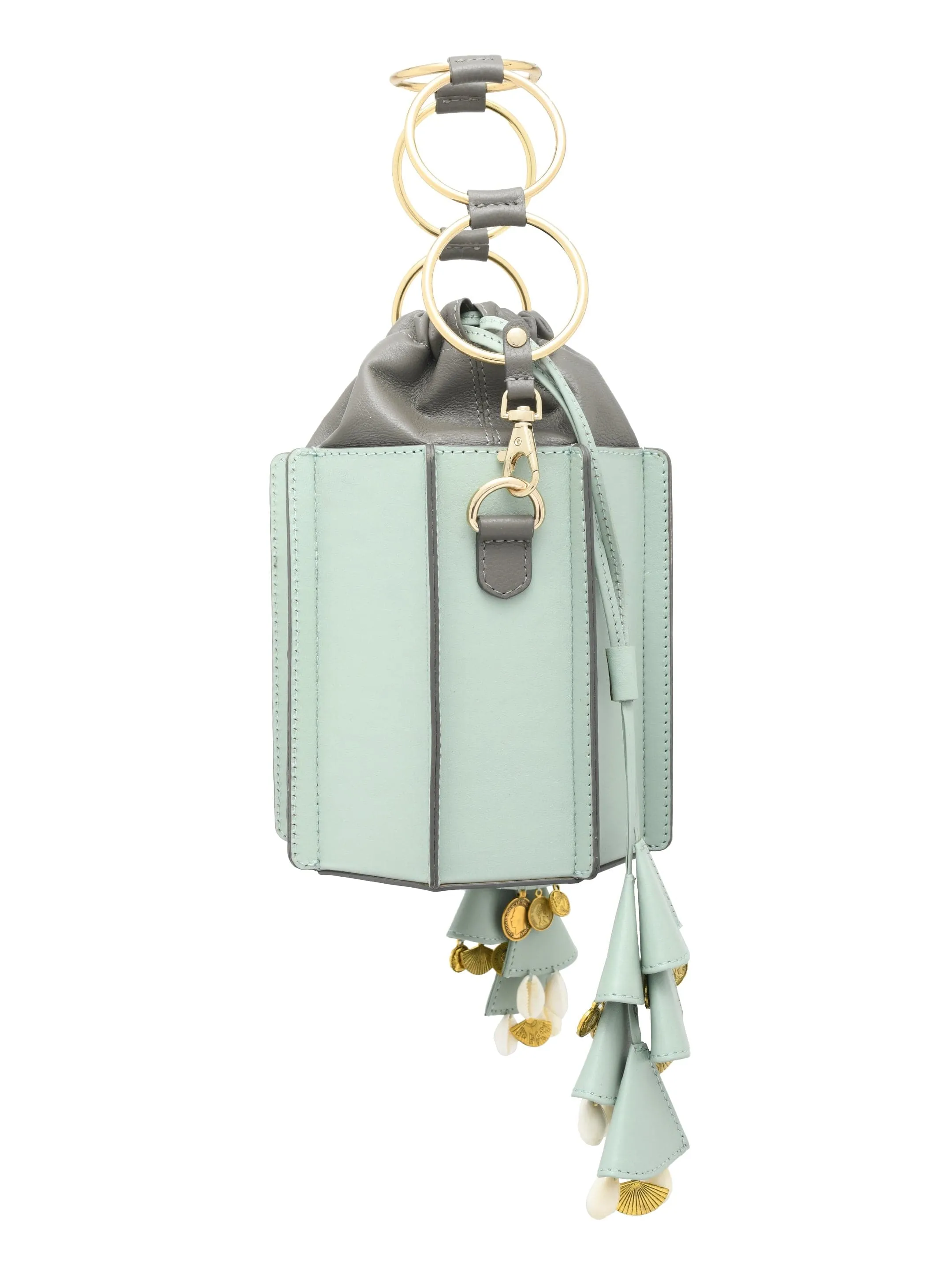 Sunlit Bucket Bag In Mint & Grey