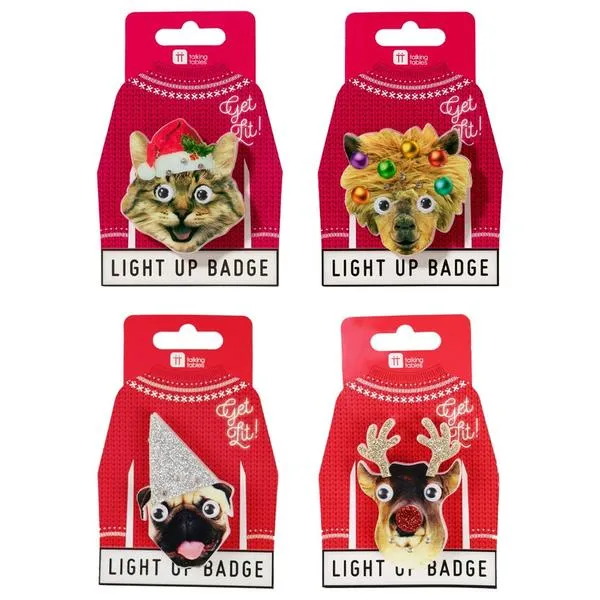 Talking Tables Christmas Entertainment Light Up LED Badges