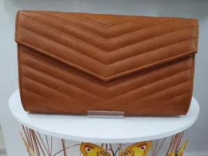 Tan Chevron Clutch Bag