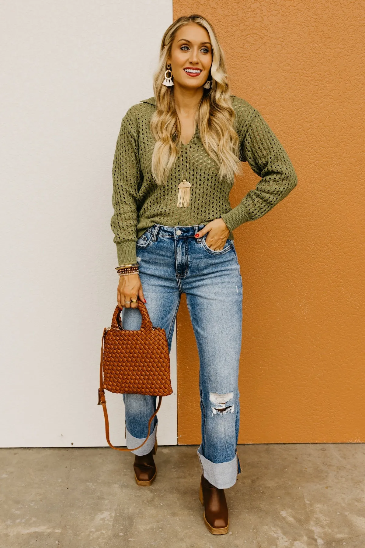 The Amayah Open Knit Popover Sweater
