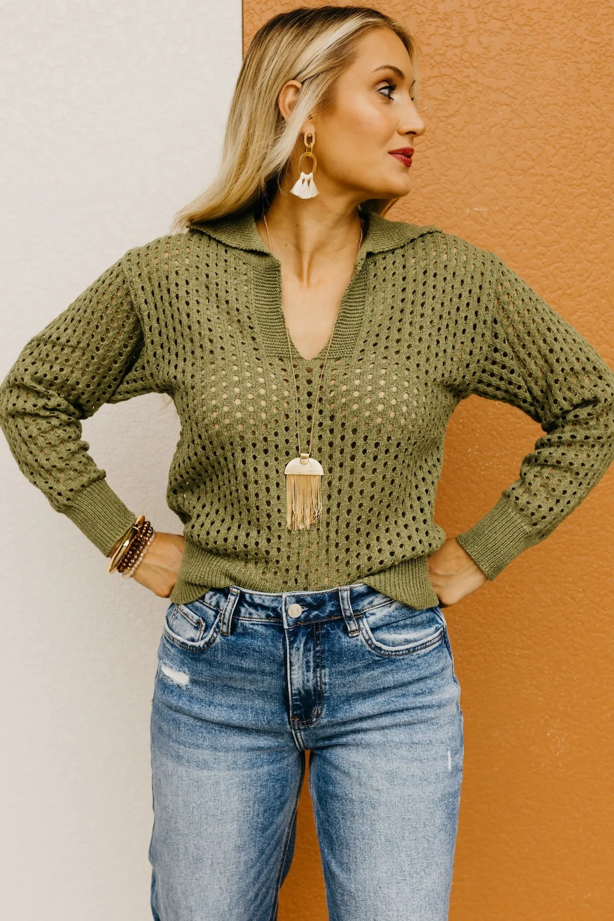 The Amayah Open Knit Popover Sweater