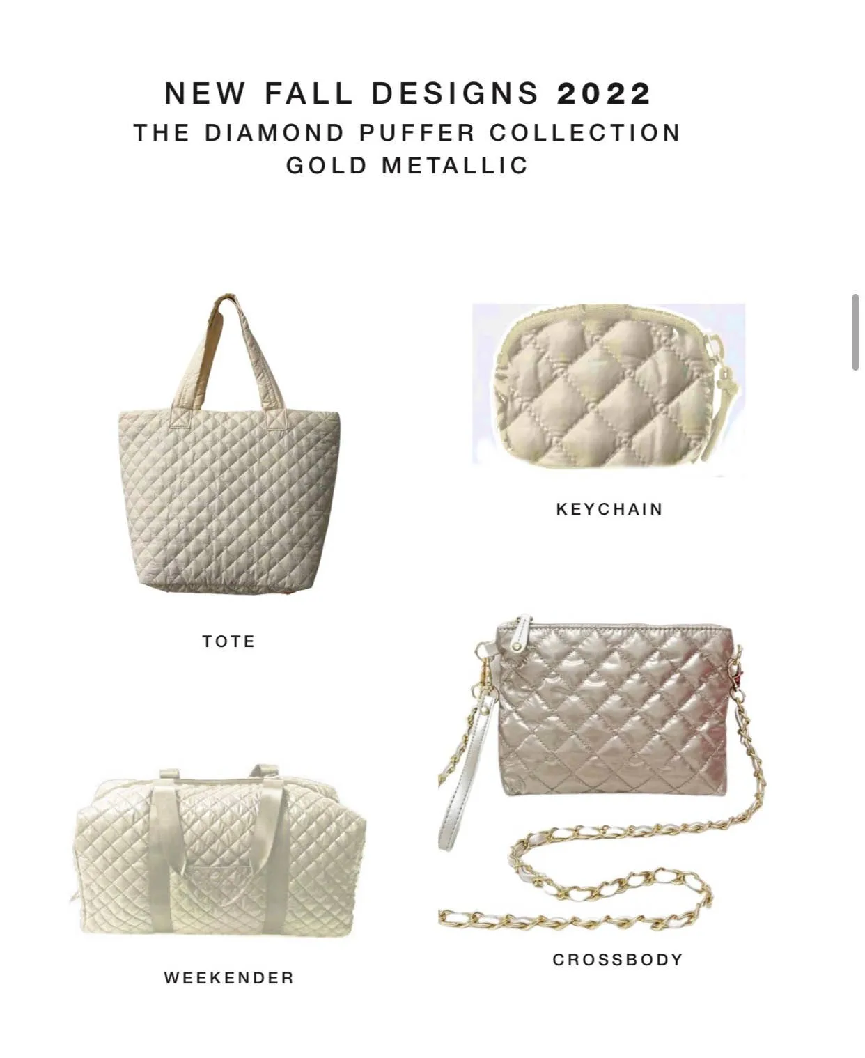 The Debra Diamond Gold Metallic Patent Weekender 3/1
