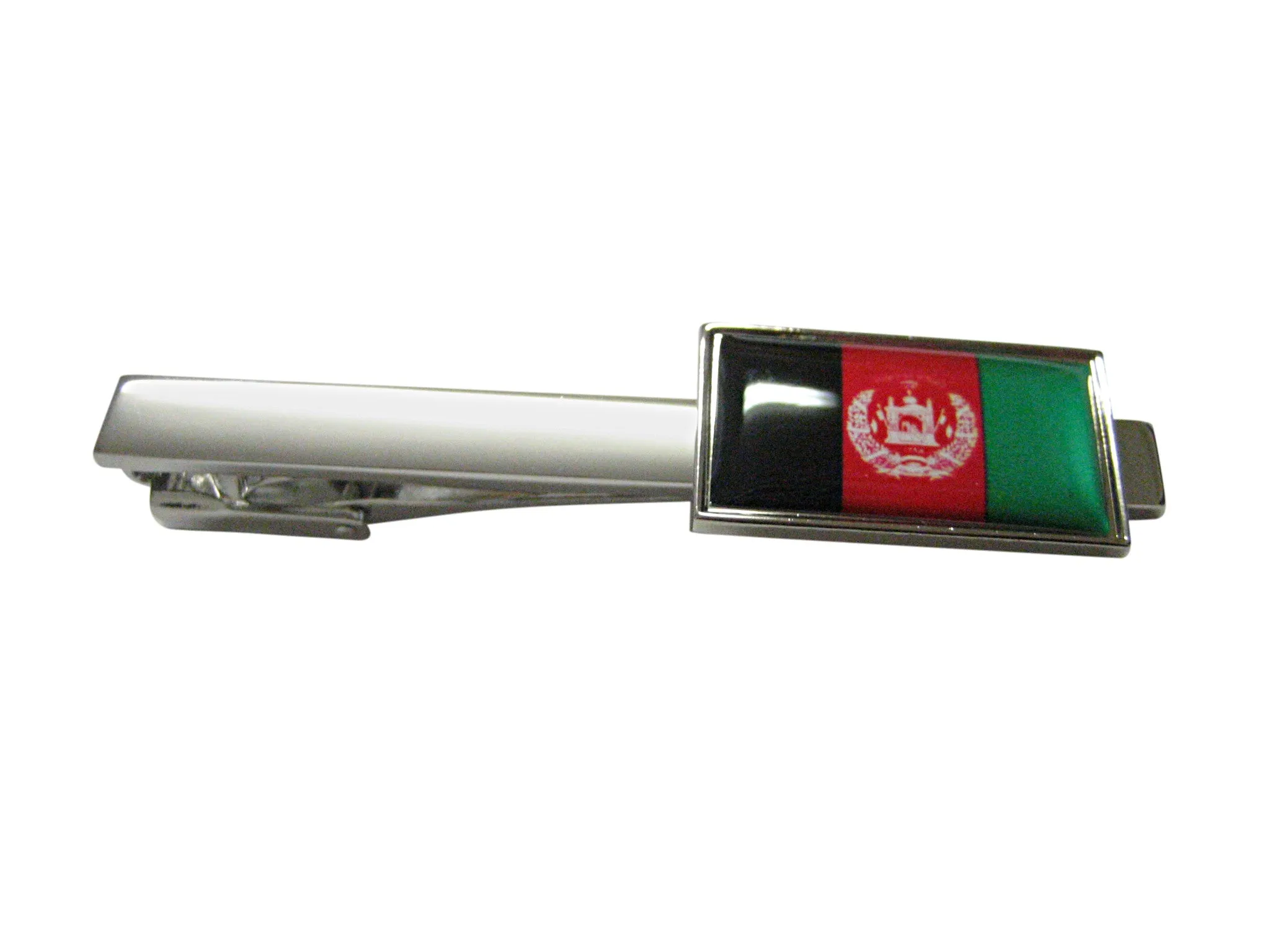 Thin Bordered Afghanistan Flag Square Tie Clip