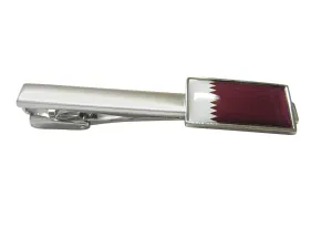 Thin Bordered Qatar Flag Pendant Square Tie Clip
