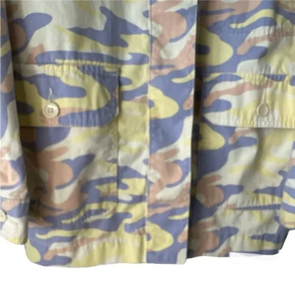 Topshop Large (US 12) Oversized Camouflage Jean Jacket pale yellow purple