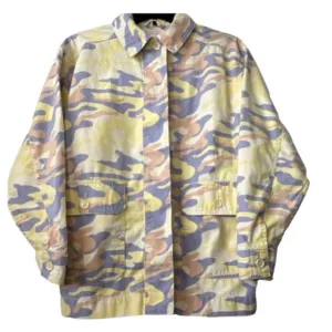 Topshop Large (US 12) Oversized Camouflage Jean Jacket pale yellow purple