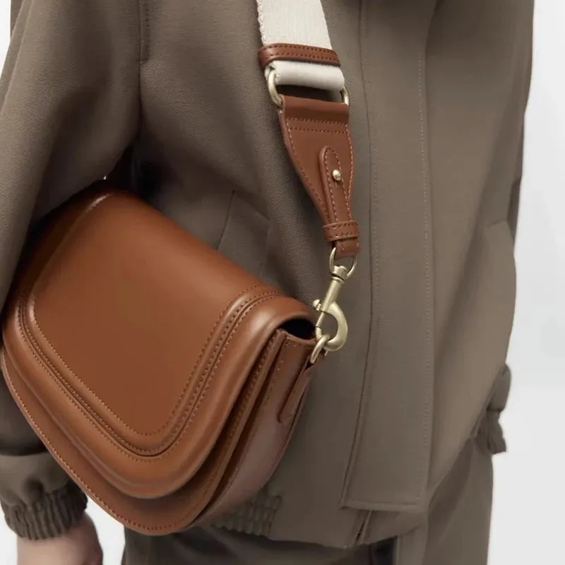 Trendy Small Flap Bag with Wide Strap