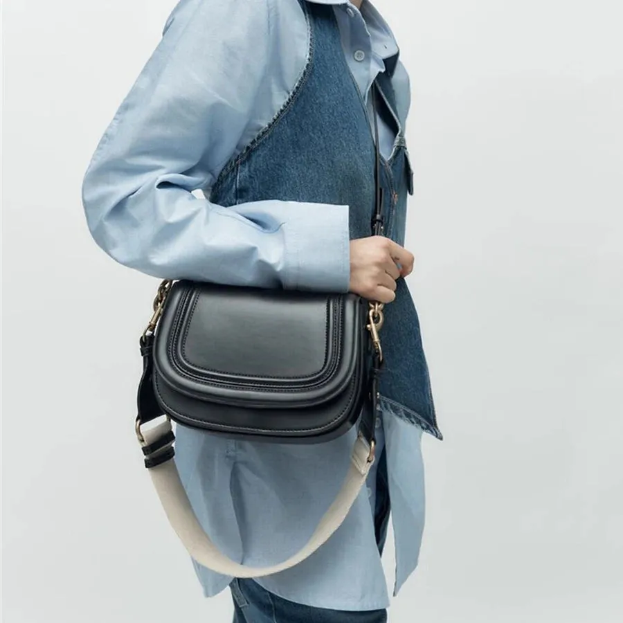 Trendy Small Flap Bag with Wide Strap