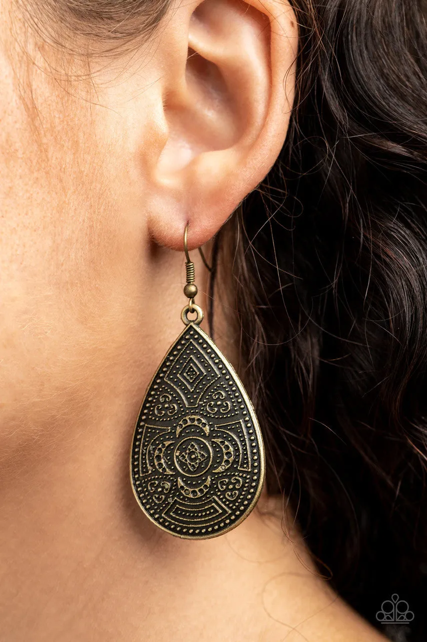 Tribal Takeover Brass Paparazzi Earrings