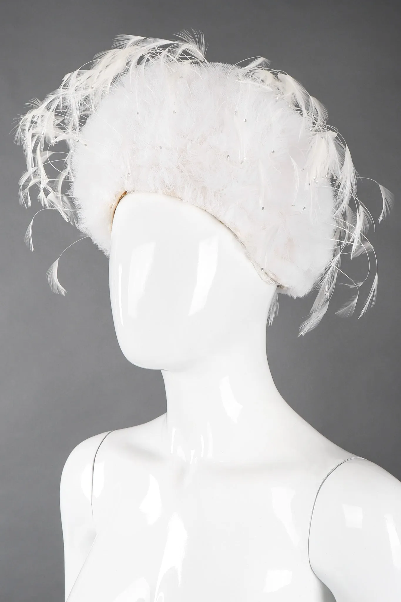 Tulle Feather Pouf Hat