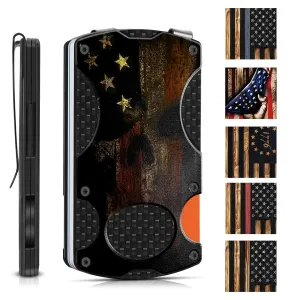 Tvndfhe Tactical Mens Wallet Minimalist Wallet with Money Clip and Credit Card Holder USA Skull Flag Aluminum Wallet RFID Blocking