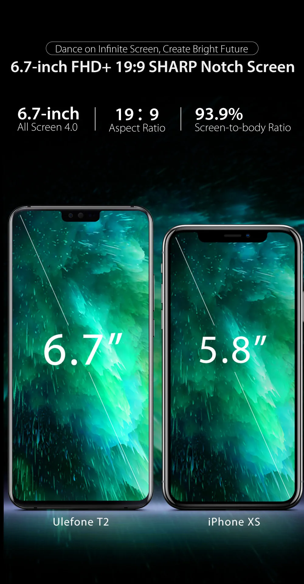 Ulefone T2 Smartphone Android 9.0 Dual 4G Cell Phone 6GB 128GB NFC Octa-core Helio P70 4200mAh 6.7"" FHD  Mobile Phone Android blue