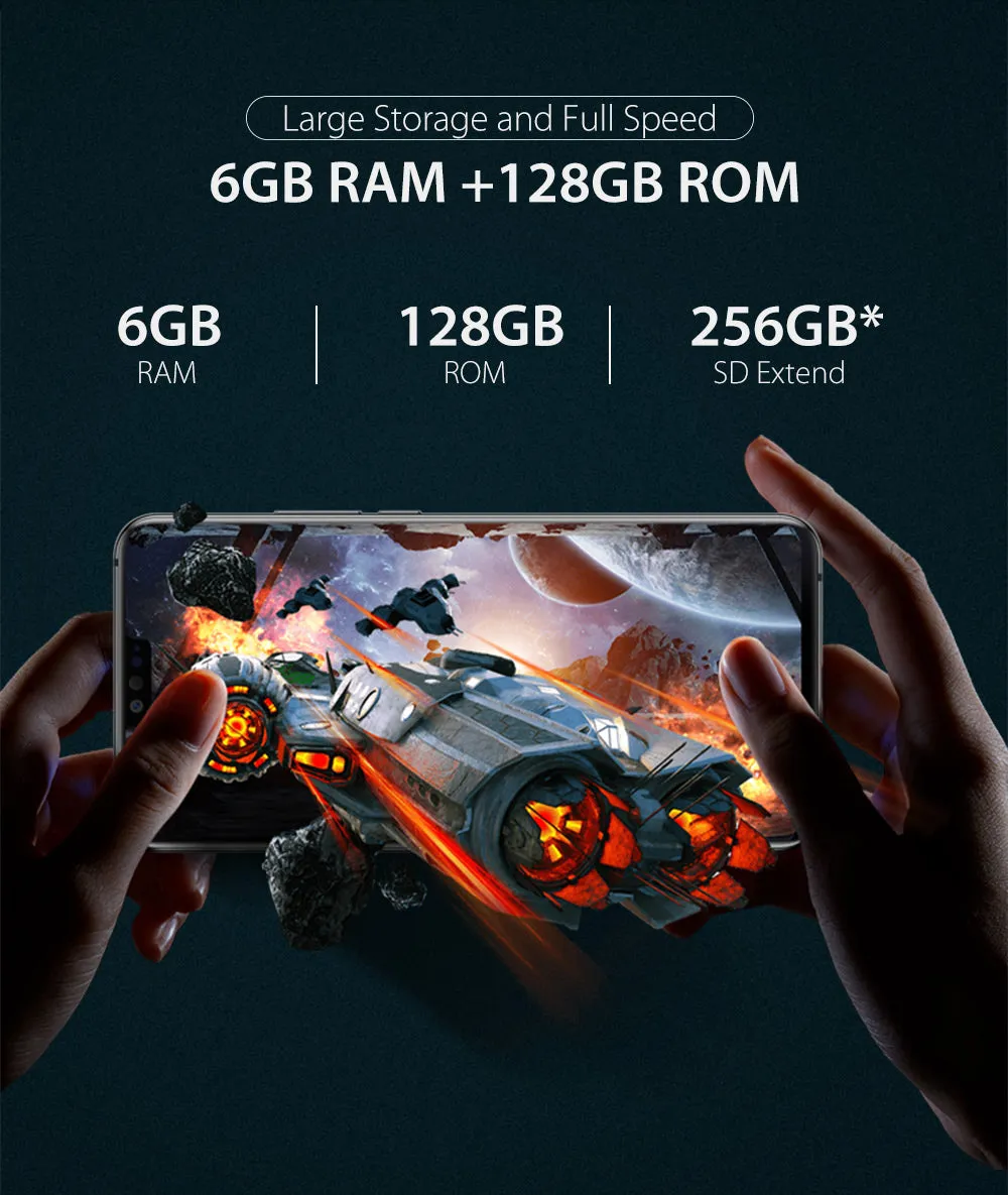 Ulefone T2 Smartphone Android 9.0 Dual 4G Cell Phone 6GB 128GB NFC Octa-core Helio P70 4200mAh 6.7"" FHD  Mobile Phone Android blue