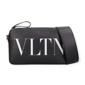 Valentino Bag, Black Leather Logo Crossbody