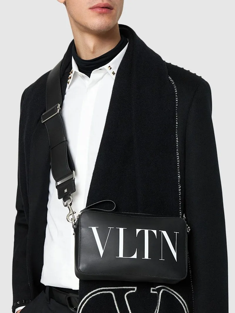 Valentino Bag, Black Leather Logo Crossbody