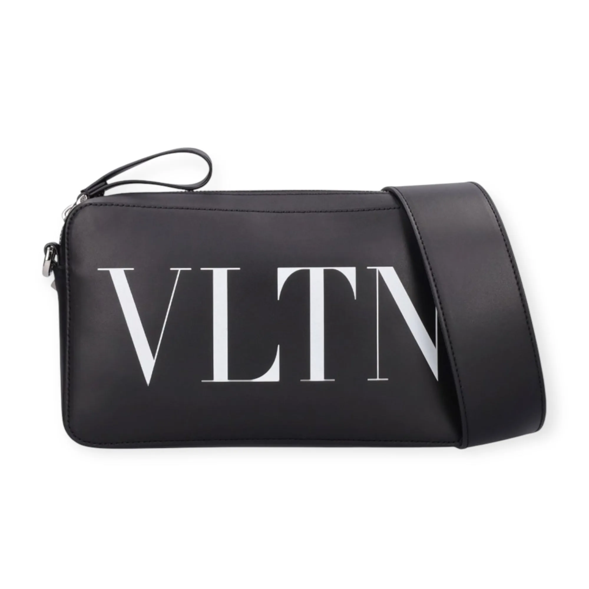 Valentino Bag, Black Leather Logo Crossbody