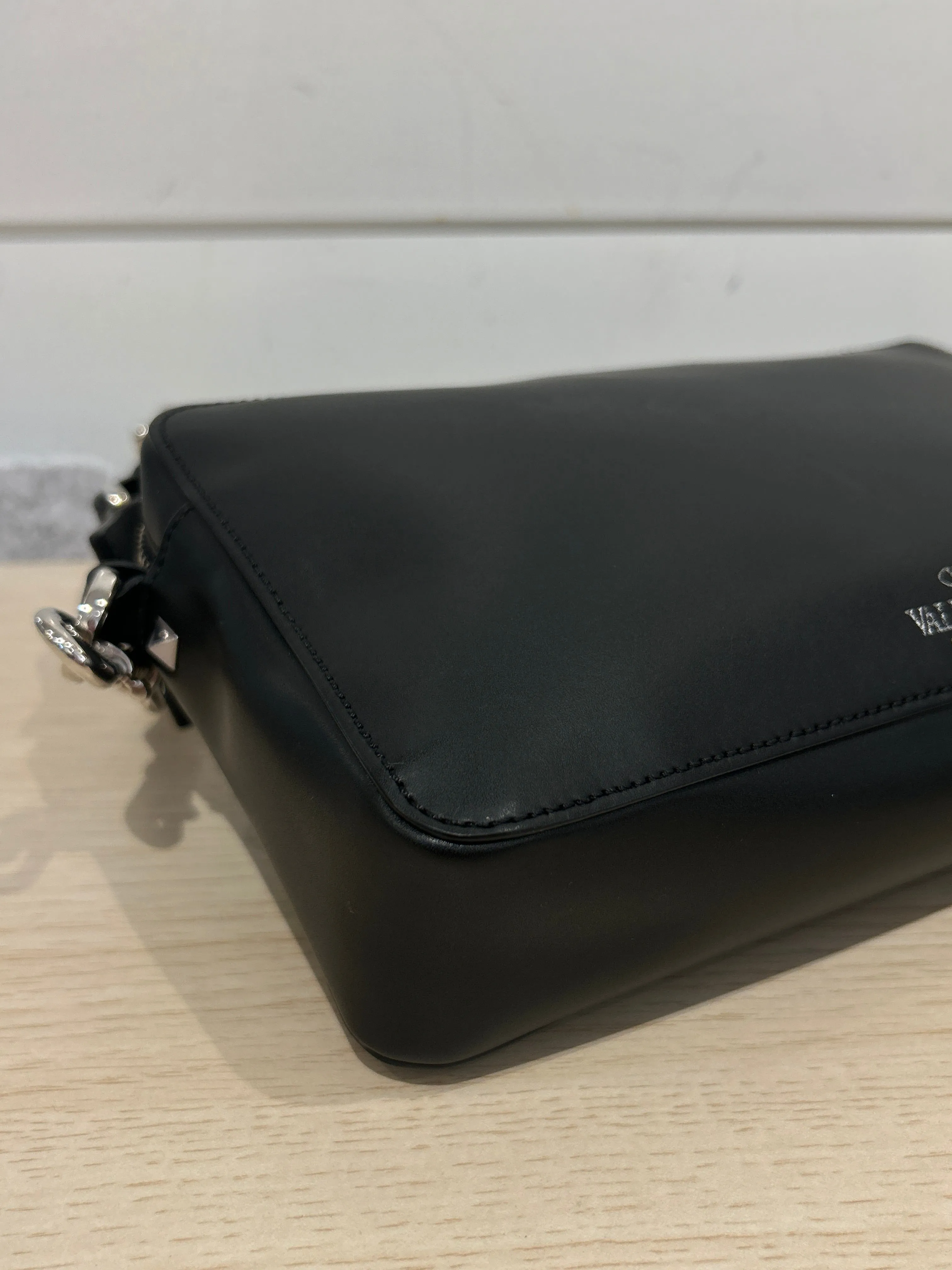 Valentino Bag, Black Leather Logo Crossbody