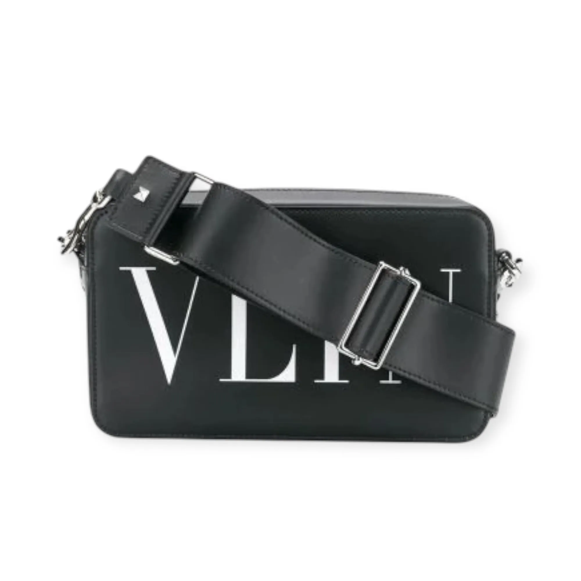 Valentino Bag, Black Leather Logo Crossbody