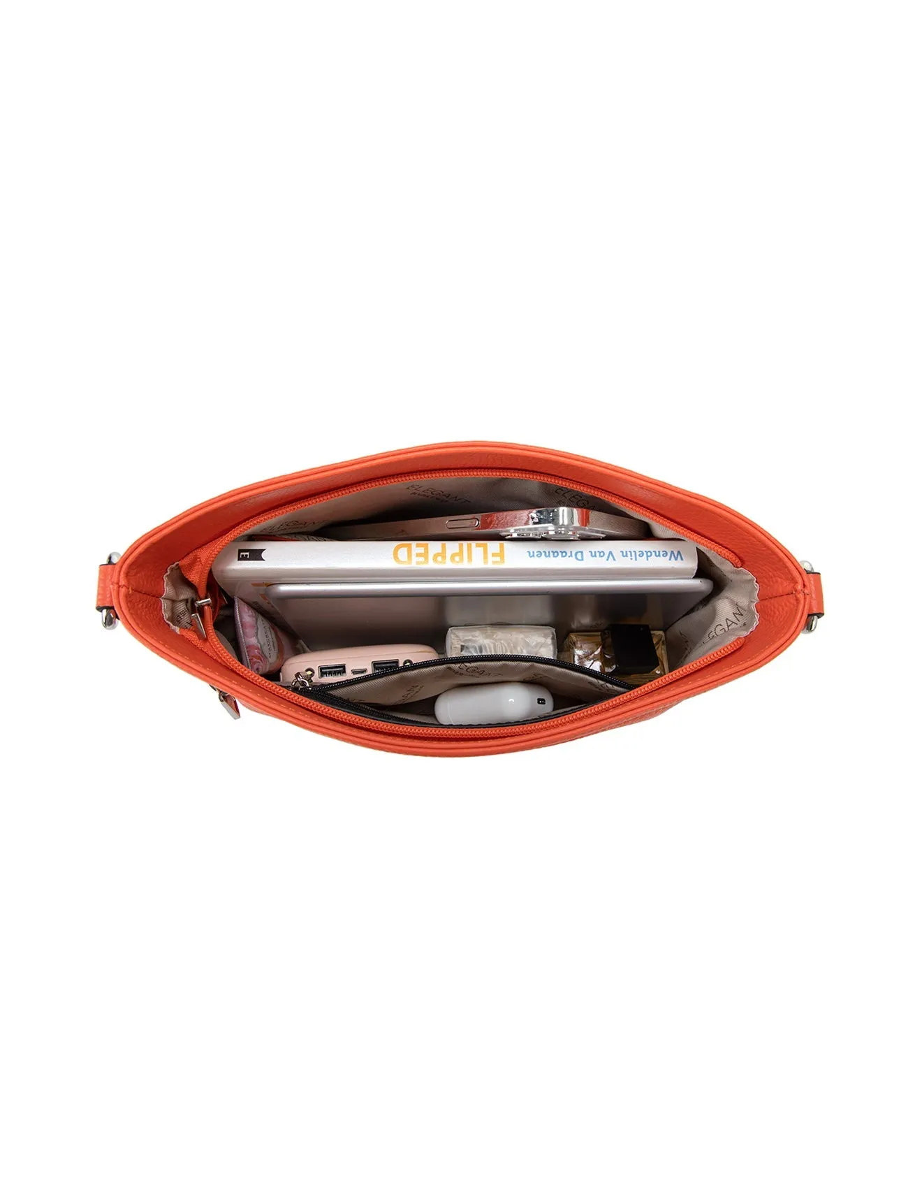 VICKY LEATHER XBODY BAG-E1-0807A-TANGERINE- SALE