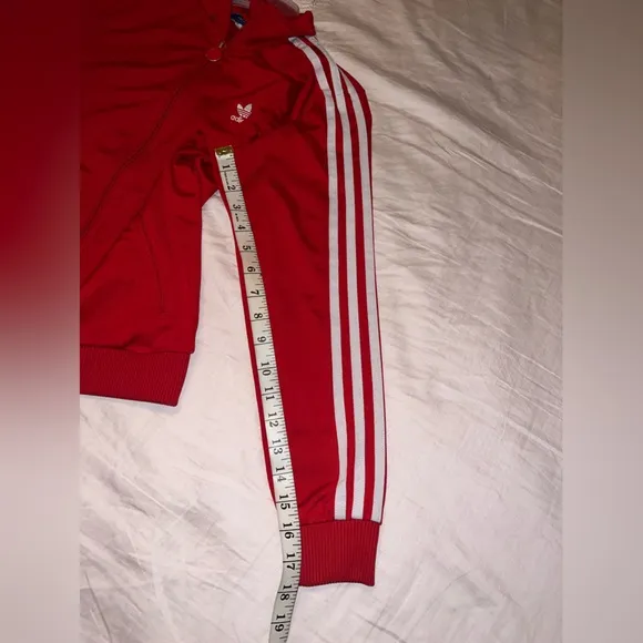 Vintage Adidas Red 3-Stripe Full Zip Jacket Jogging Back Logo