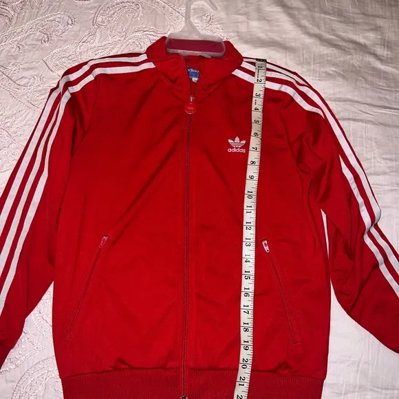 Vintage Adidas Red 3-Stripe Full Zip Jacket Jogging Back Logo