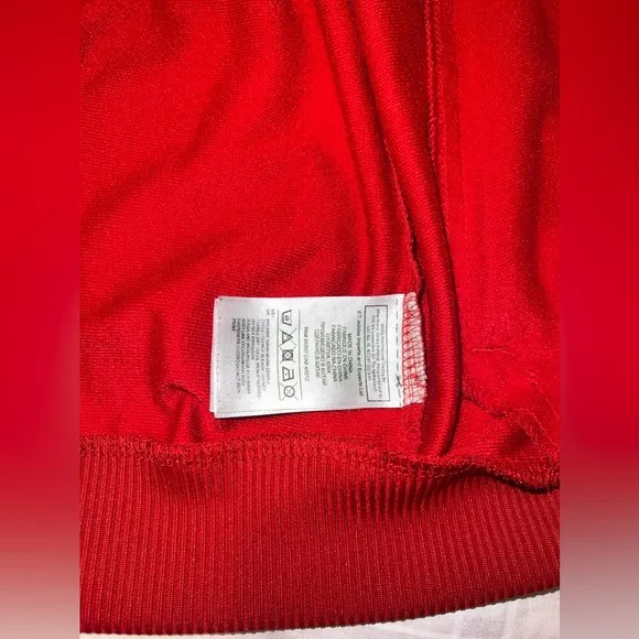 Vintage Adidas Red 3-Stripe Full Zip Jacket Jogging Back Logo