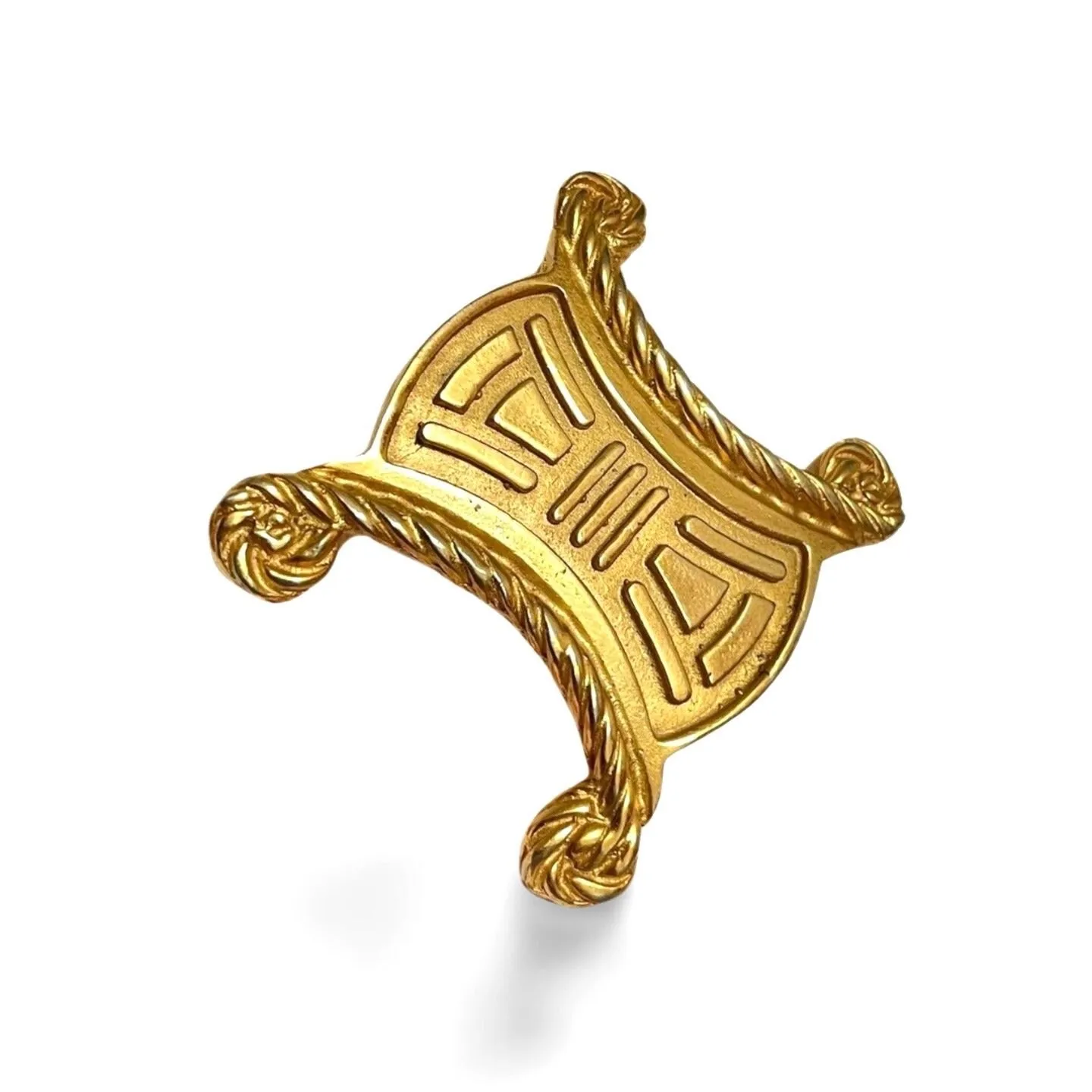 Vintage Celine extra big golden triomphe brooch. Great vintage gift idea. Can be a scarf, hat, jacket pin. 060521ac7