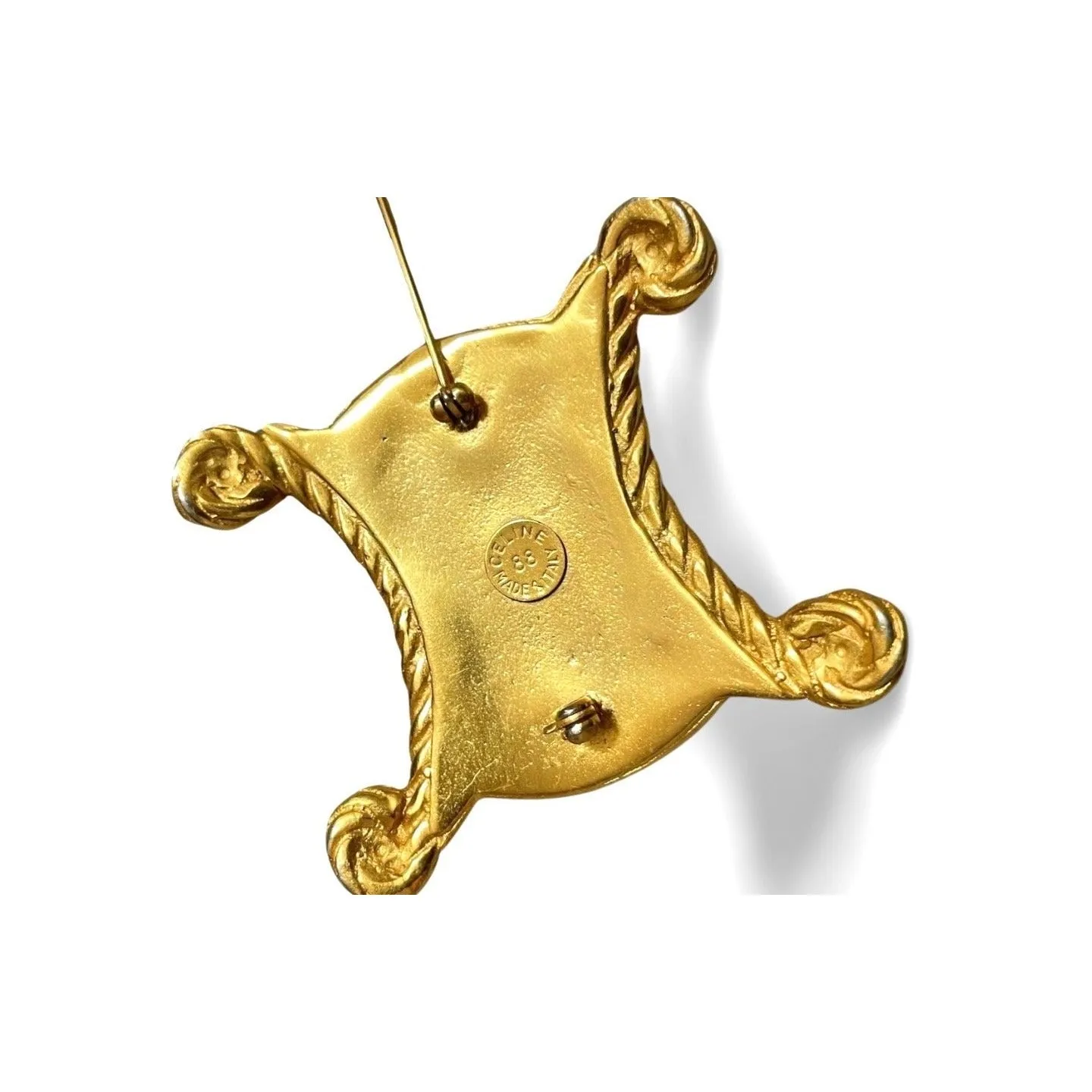 Vintage Celine extra big golden triomphe brooch. Great vintage gift idea. Can be a scarf, hat, jacket pin. 060521ac7