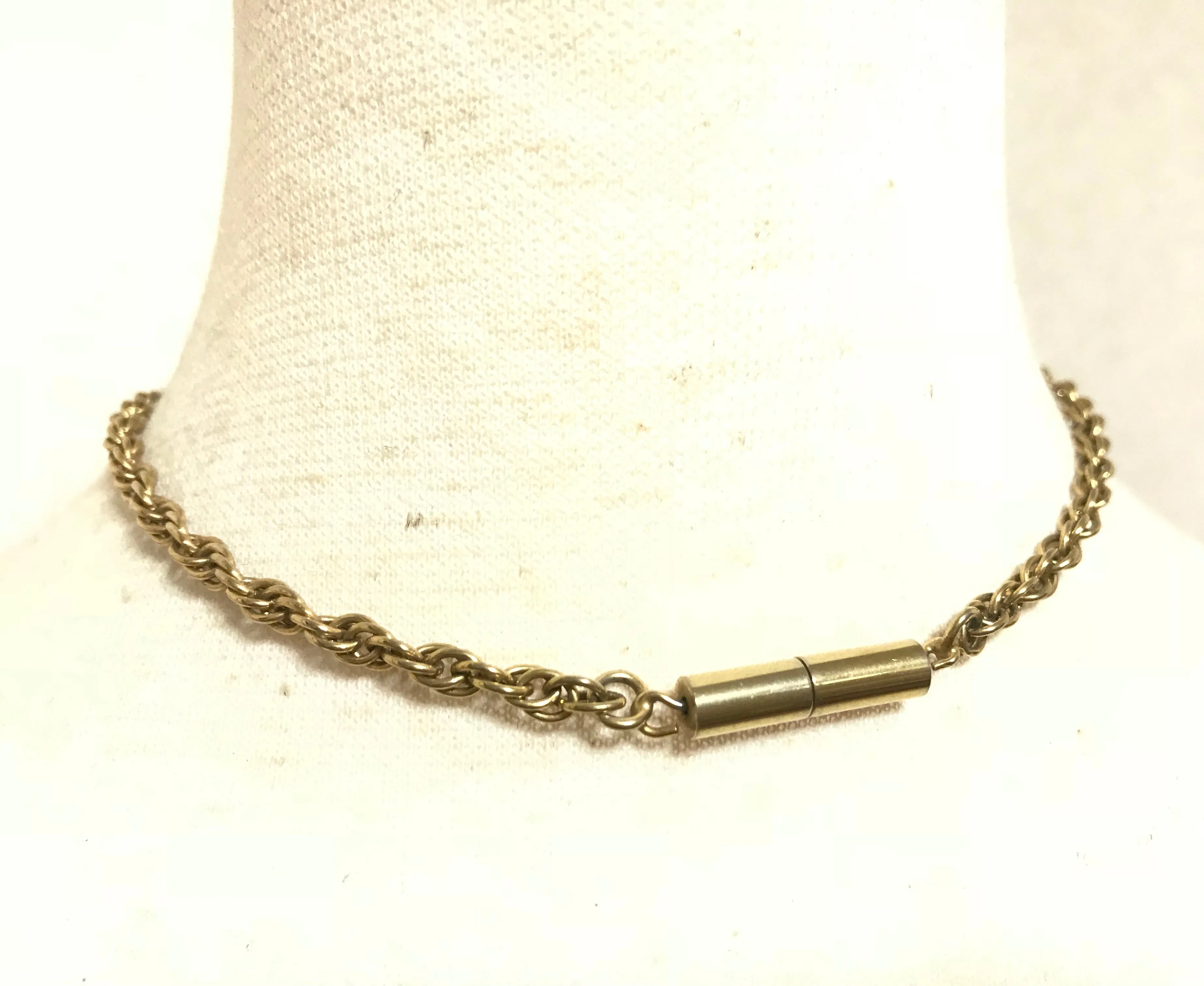 Vintage Celine gold tone crescent moon shape necklace with silver triomphe logo. 05062810