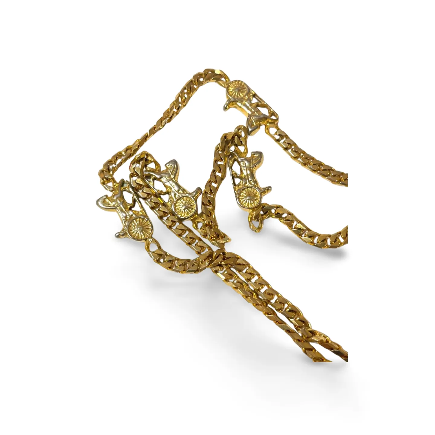 Vintage Celine golden chain necklace with carriage charms. Classic jewelry. 070107ac7