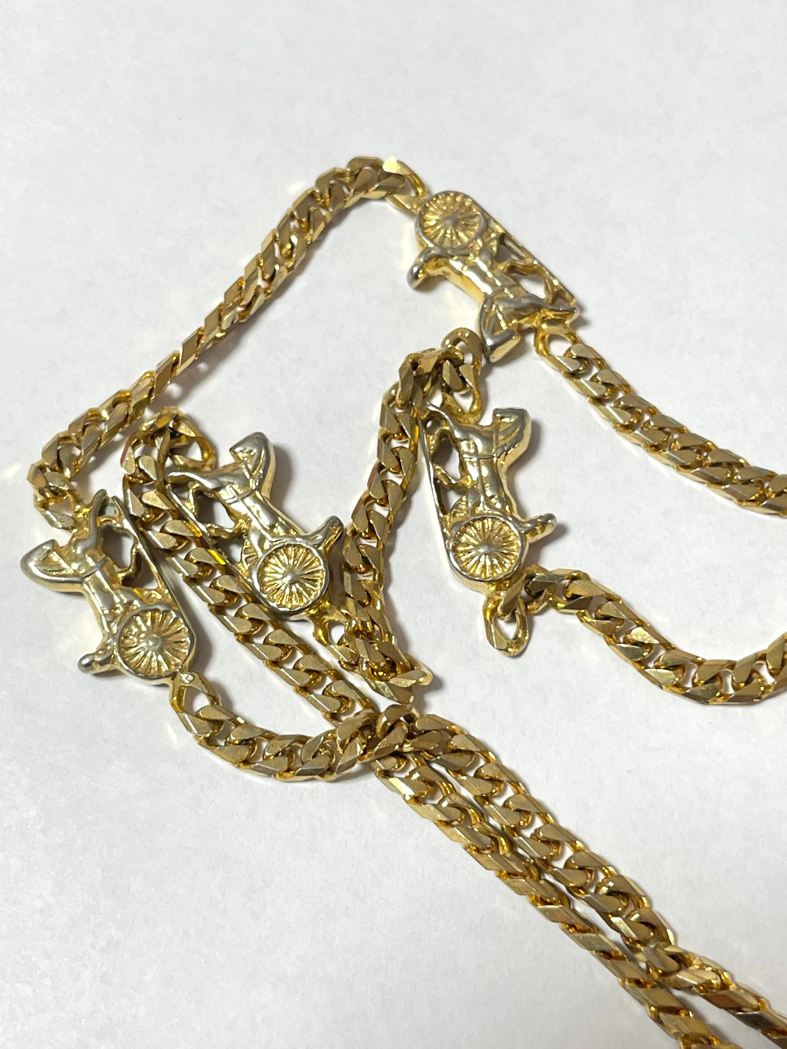 Vintage Celine golden chain necklace with carriage charms. Classic jewelry. 070107ac7