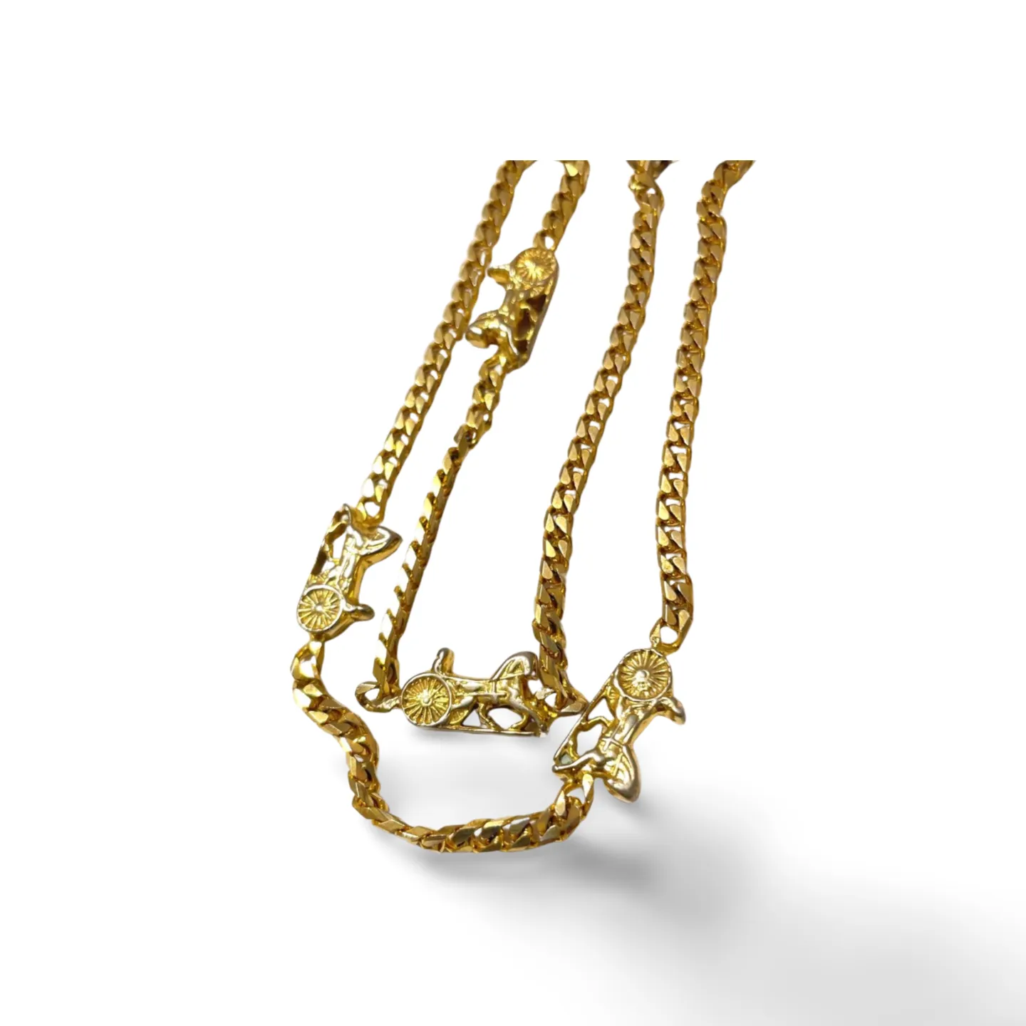 Vintage Celine golden chain necklace with carriage charms. Classic jewelry. 070107ac7