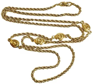 Vintage Christian Dior golden chain necklace with CD charms. Perfect Dior vintage jewelry gift. 050803y1