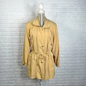 Vintage Gallery Yellow Gold Coat Cinchable Waist Shoulder Pads Size Small