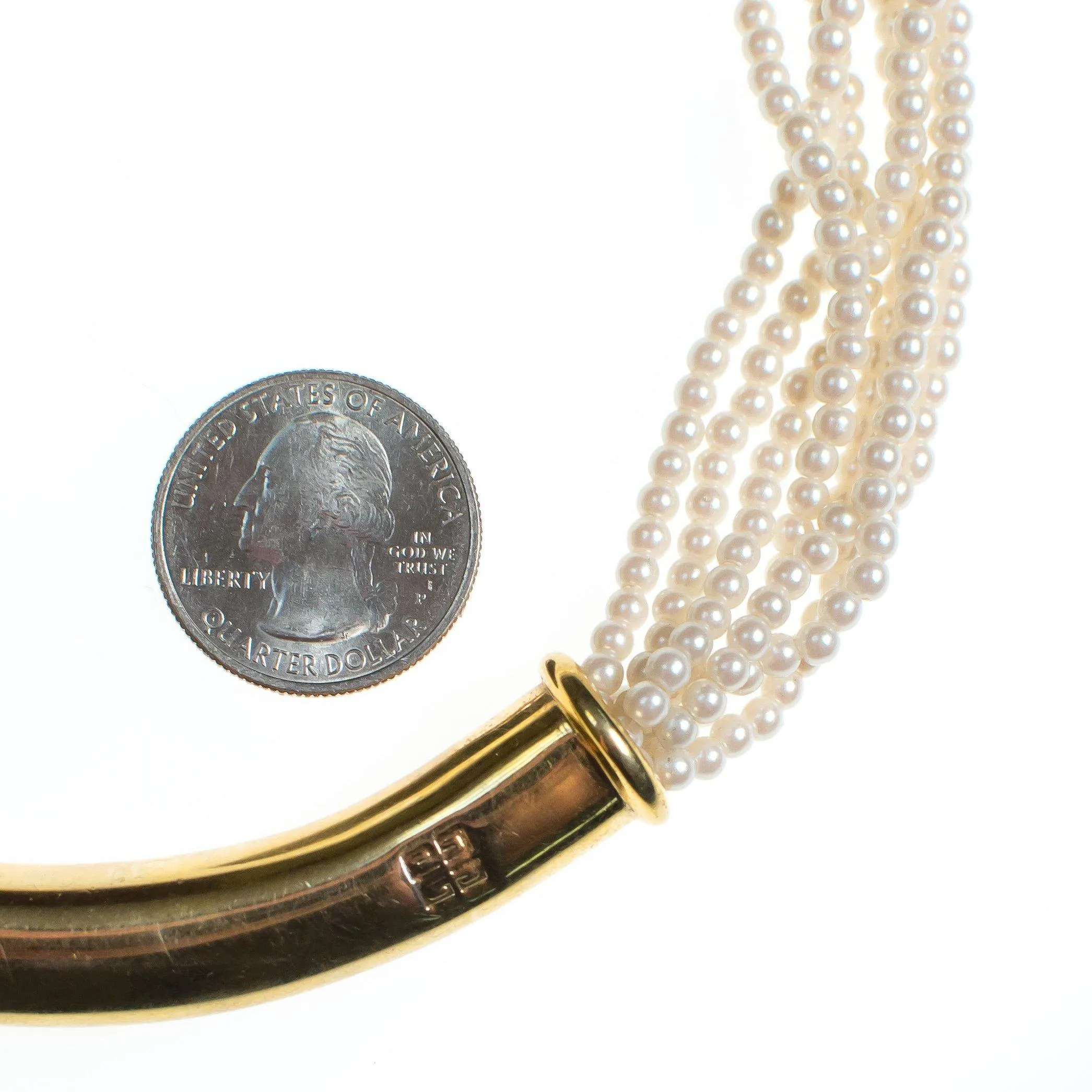 Vintage Givenchy Couture Pearl and Gold Logo Necklace
