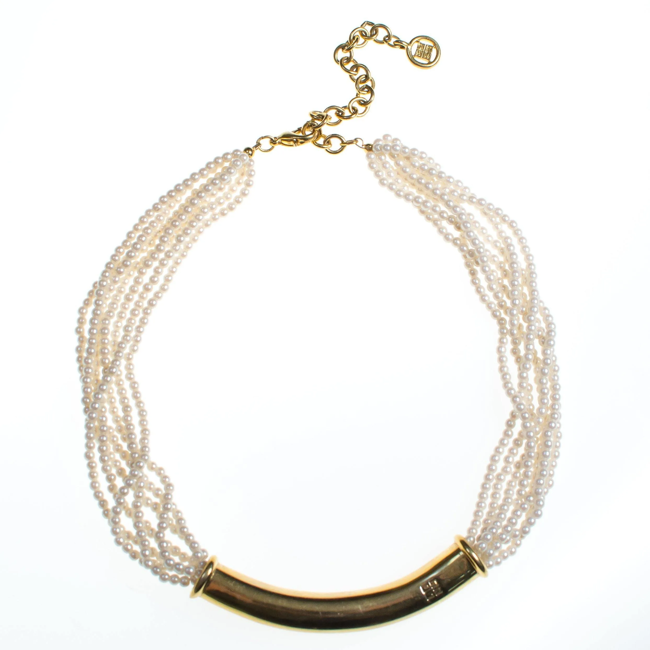 Vintage Givenchy Couture Pearl and Gold Logo Necklace