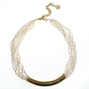 Vintage Givenchy Couture Pearl and Gold Logo Necklace