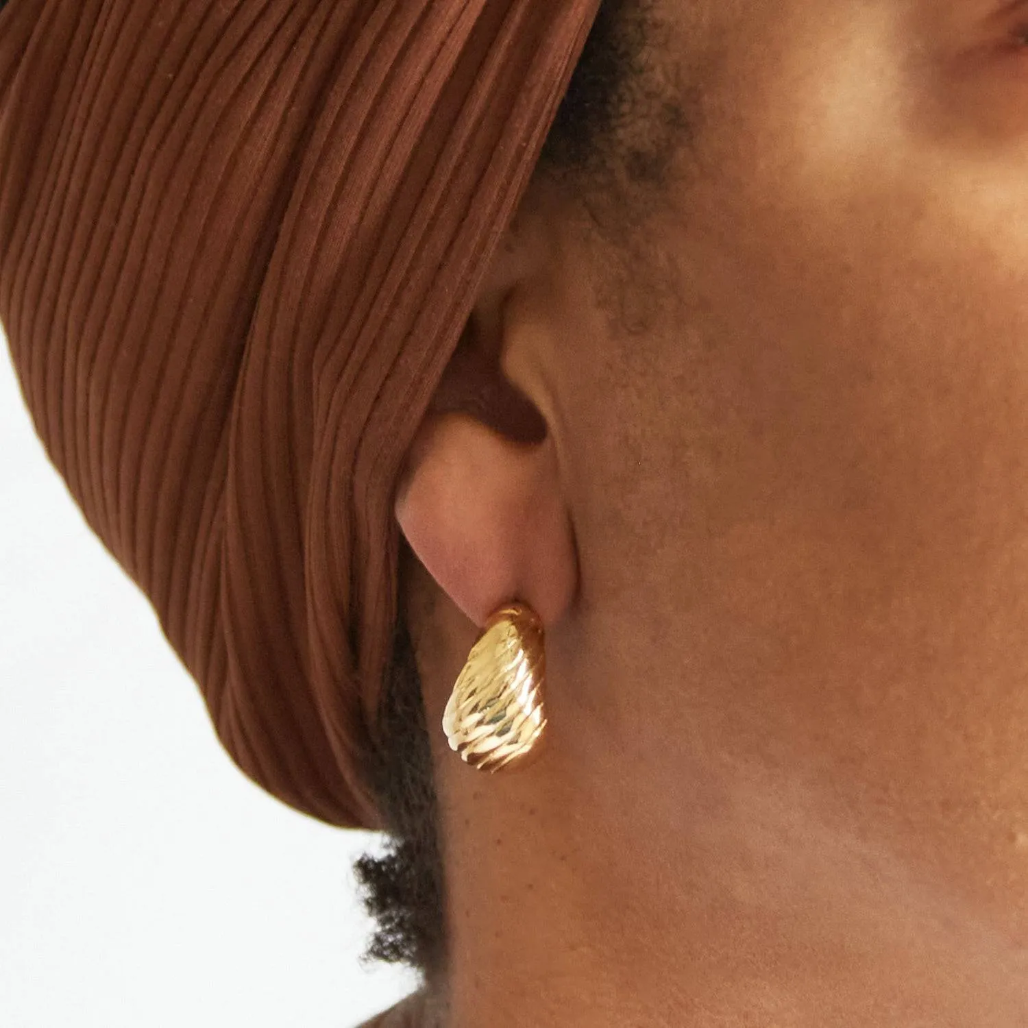 Vintage Gold Embossed Teardrop Earrings