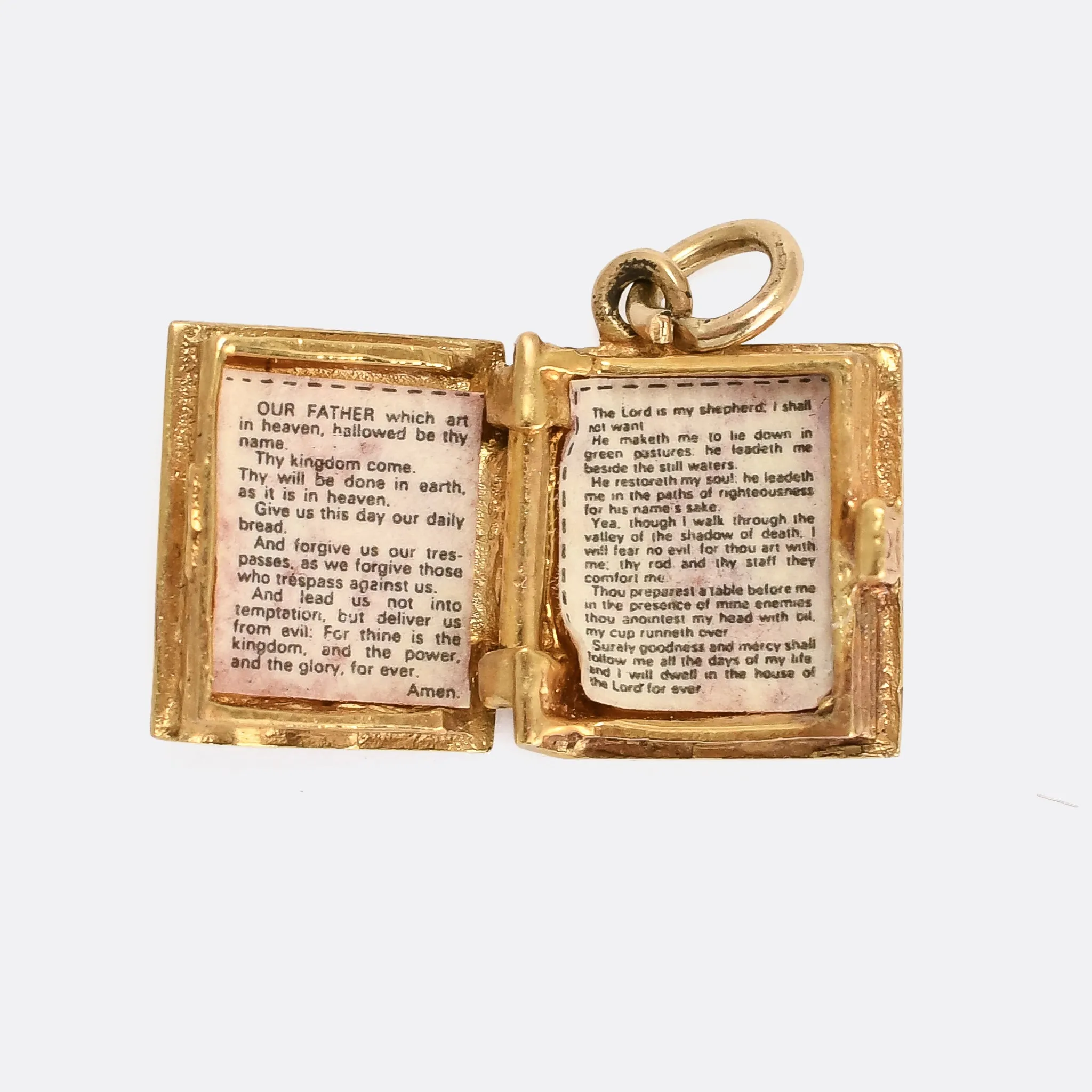 Vintage Gold Lord's Prayer Bible Charm