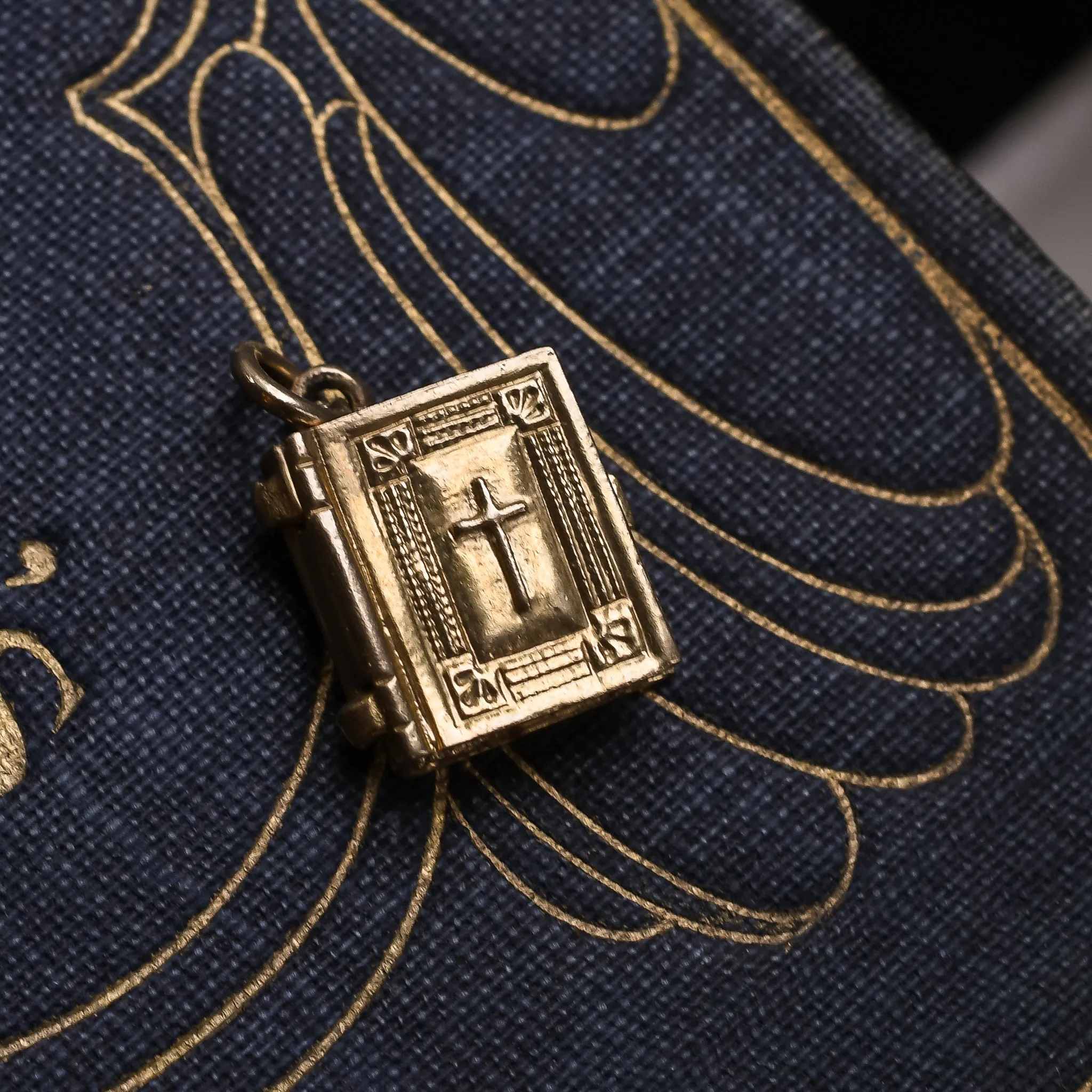 Vintage Gold Lord's Prayer Bible Charm