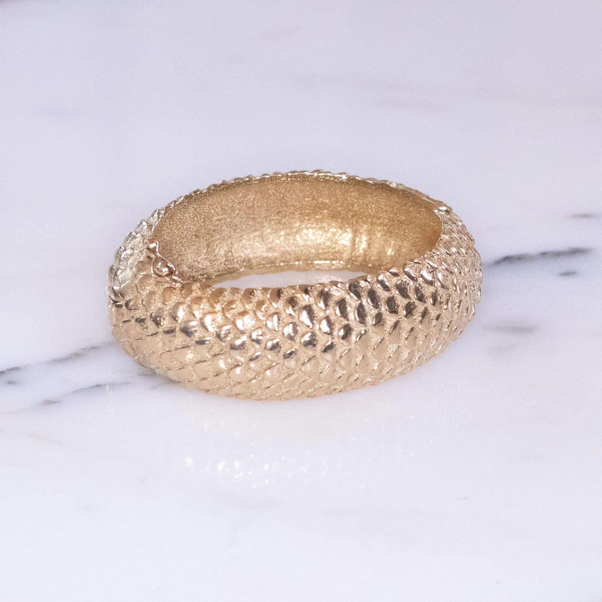 Vintage Gold Scale Bangle Bracelet