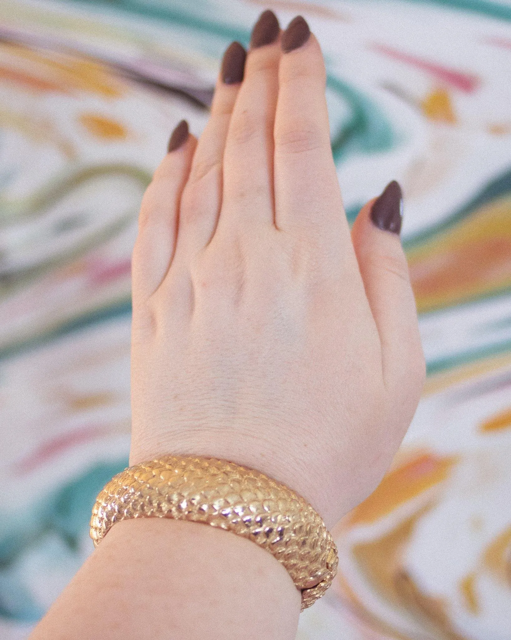 Vintage Gold Scale Bangle Bracelet