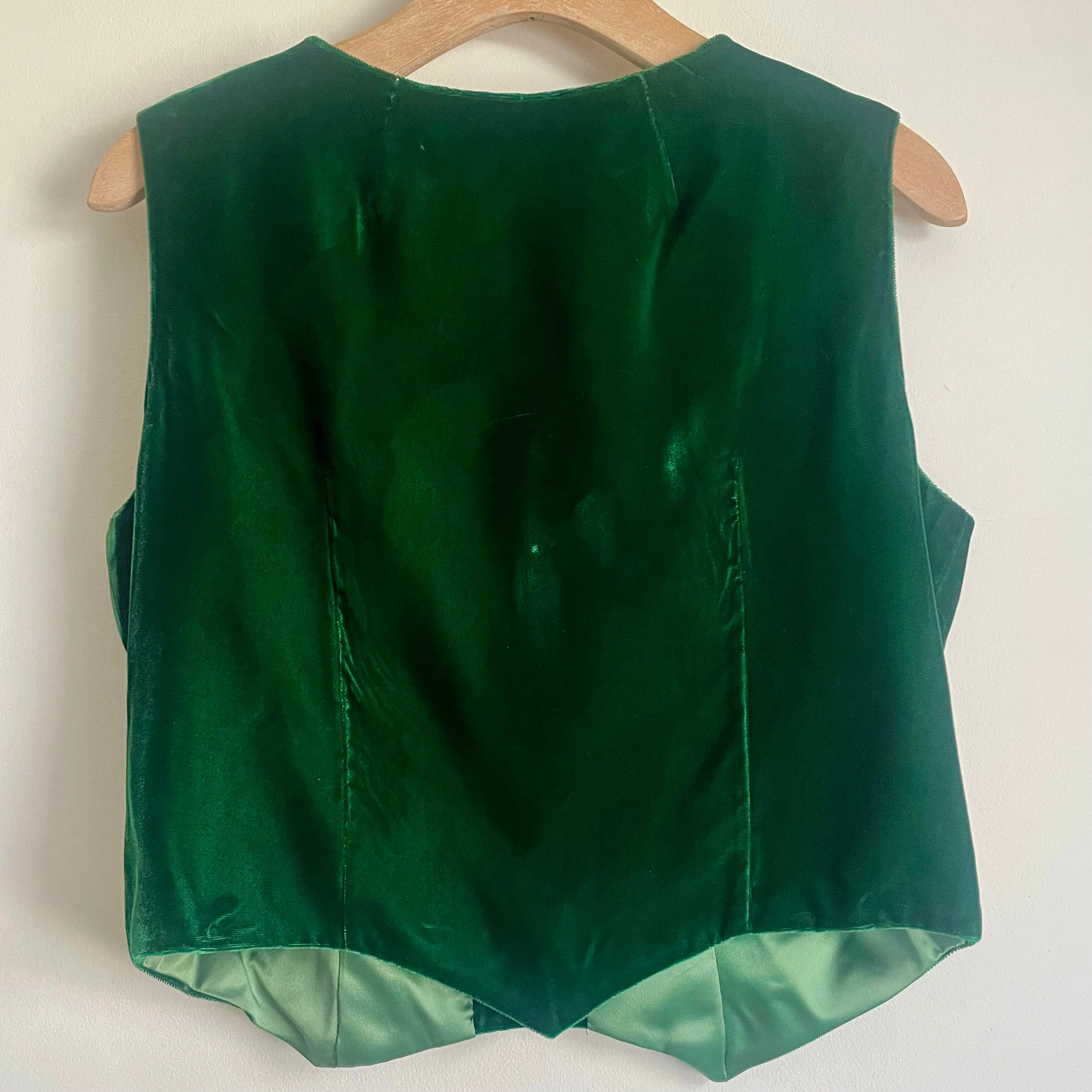 Vintage Handmade Emerald Green Velvet Vest