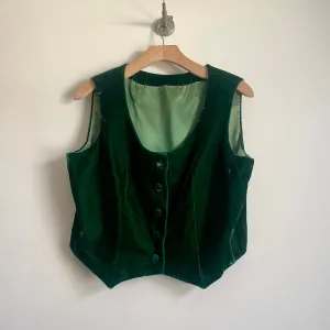 Vintage Handmade Emerald Green Velvet Vest