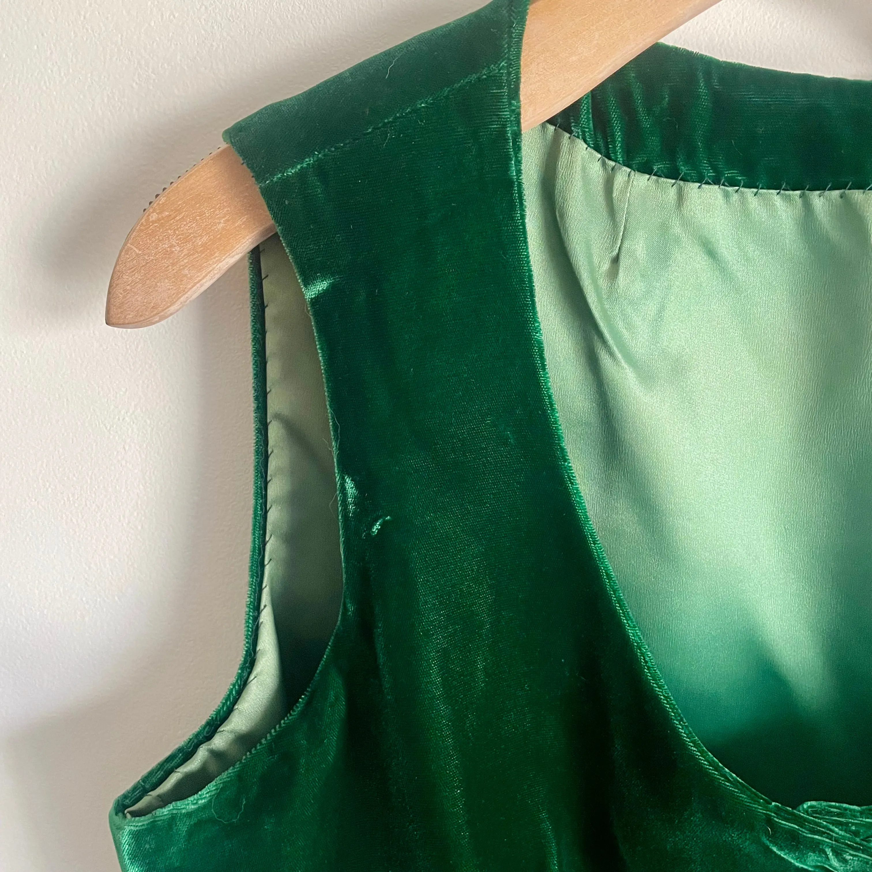 Vintage Handmade Emerald Green Velvet Vest