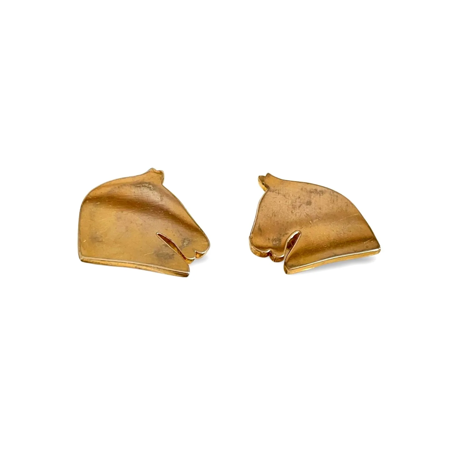 Vintage HERMES gold tone horse earrings. Fun and unique jewel piece from Bijouterie Fantaisie collection. 050618ya