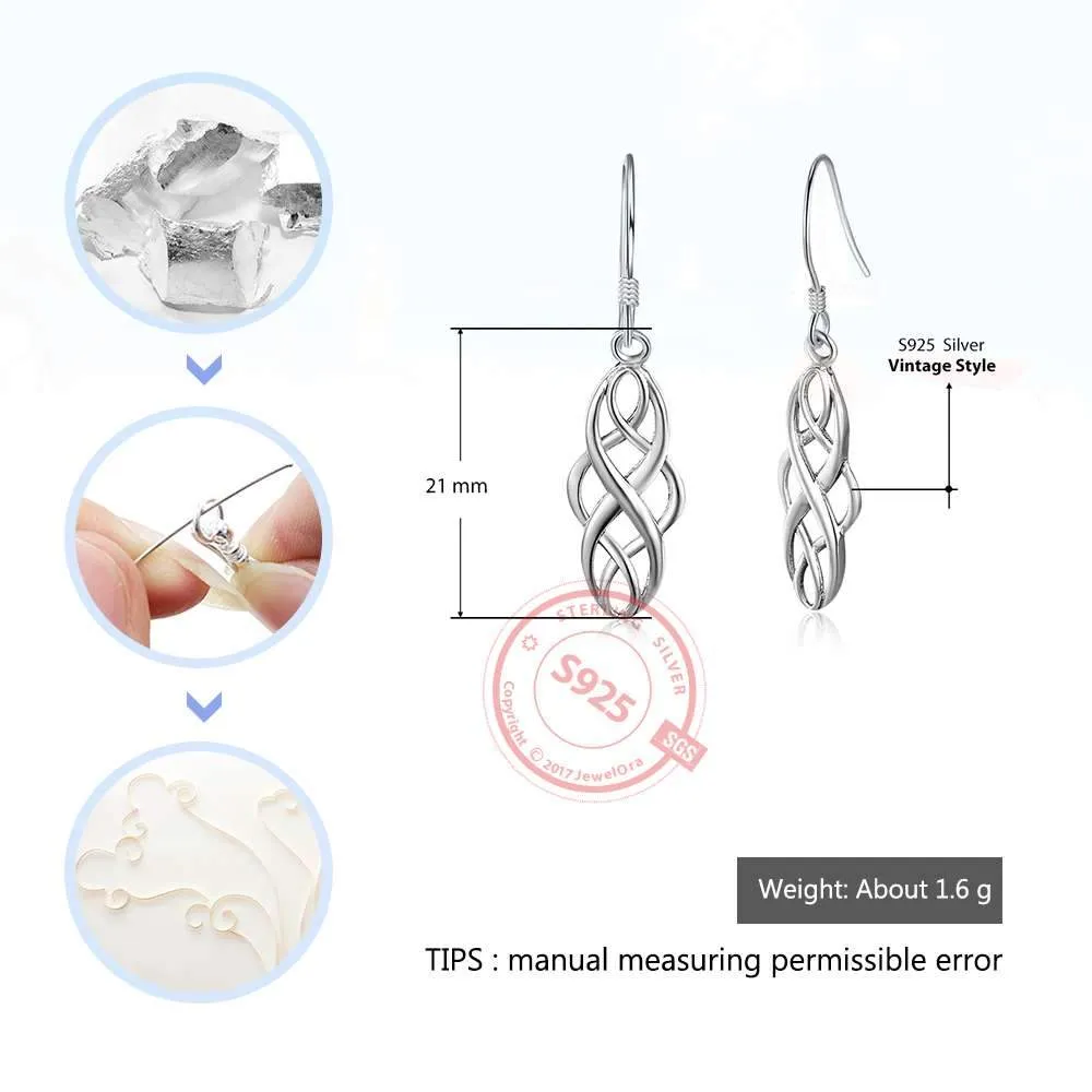 Vintage Hollow Pattern 100% 925 Sterling Silver Drop Earrings For Women Fashion Style Jewelry Gift For Girls
