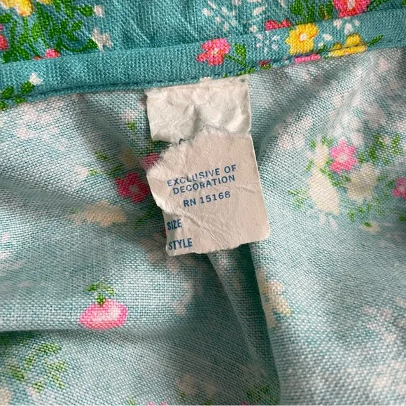 Vintage House Coat Dress Floral Ruffle Pockets Snap Buttons Yellow Pink Green